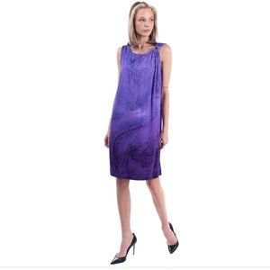 €350 JUST CAVALLI Shift Dress Size IT 46 / XL Shaded Effect Metal Ring
